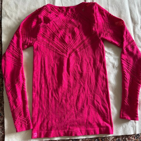 Fabletics Women Shirt Top Pink Stretchy Cut Out Athletic Under Scrub Small - Picture 5 of 12